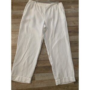 Chico's Size 2 White Linen Wide Leg Pants Vacation Beach (12-14)